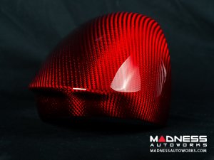 Alfa Romeo Giulia Mirror Covers - Carbon Fiber - Full Replacements - Red Candy